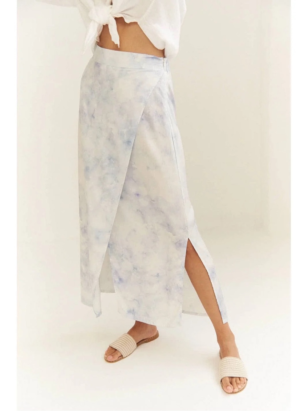 Mus&Bombon Linza Watercolor Wrap Skirt Blue Size Large